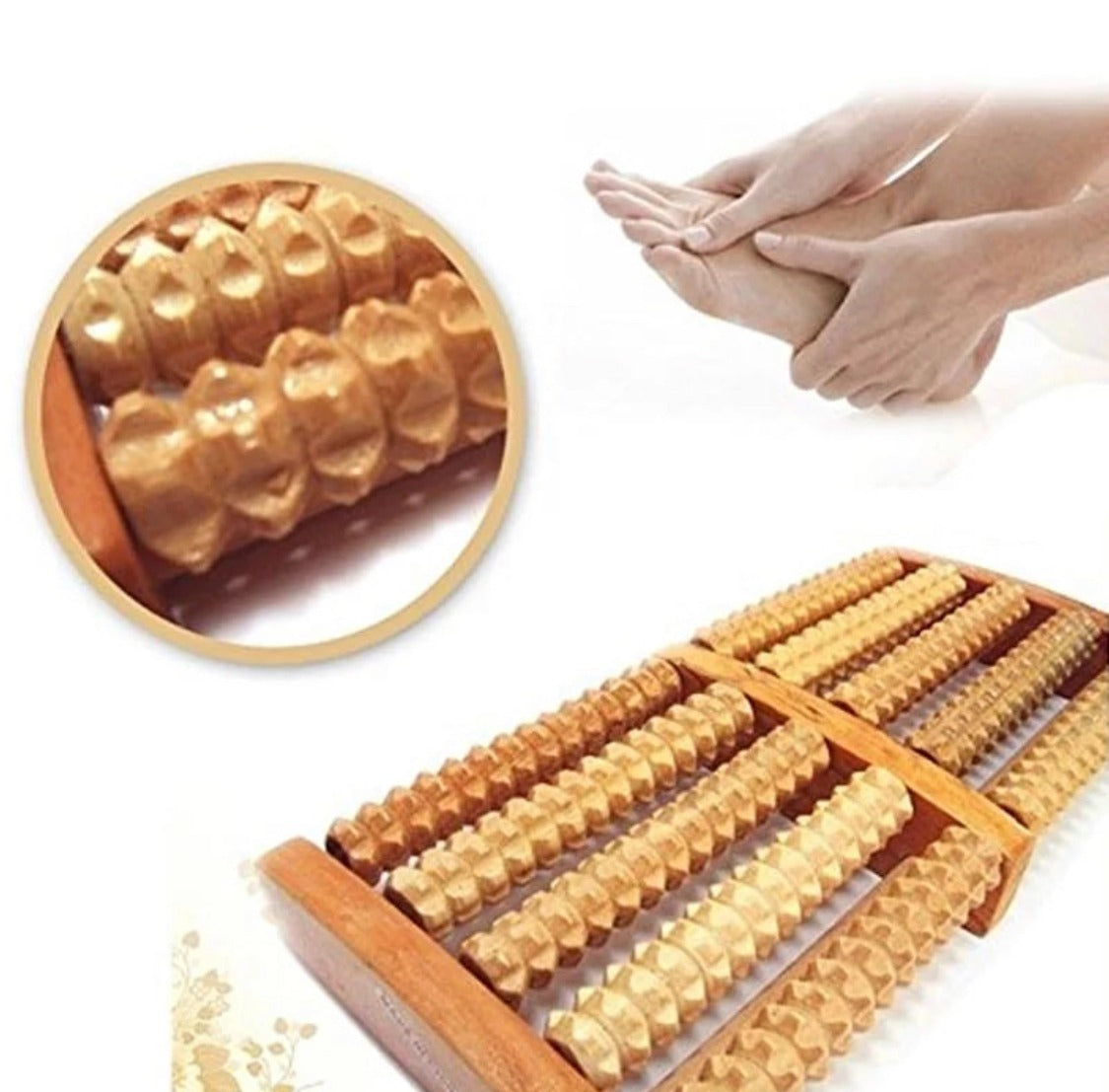Traditional Wooden And Plastic Sticks Roller Foot Massager