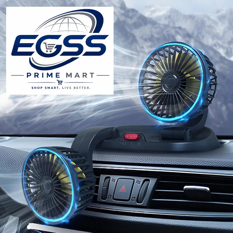 12v Car Dashboard cooling fan, dual head fan 360 degree rotation Fan for Cars