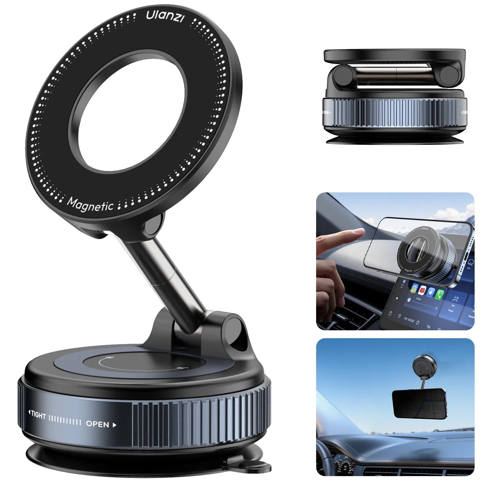 360° Folding Magnetic Phone Holder with Vacuum Suction